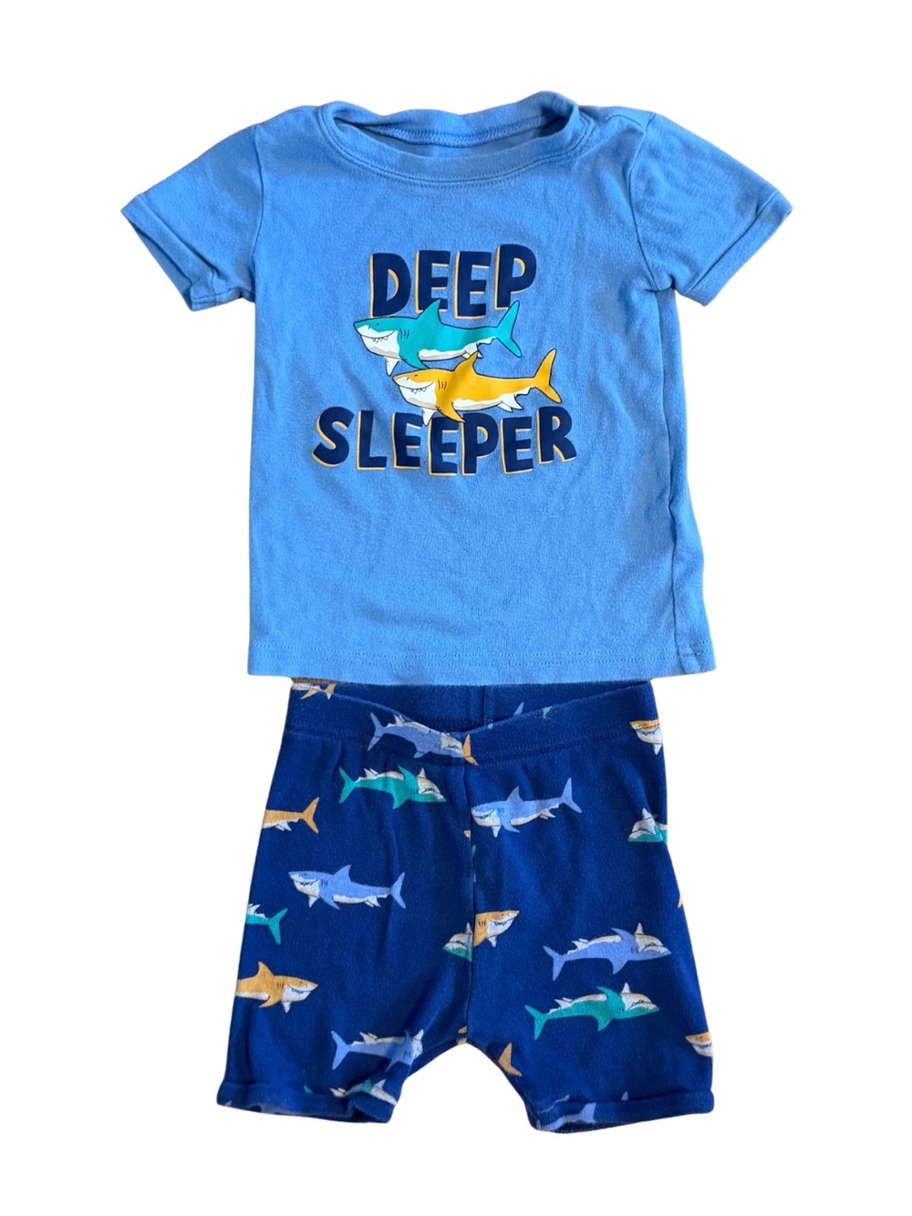 Old Navy Blue Shark Graphic Short Sleeve Pajama Set